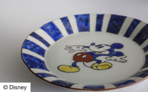 九谷焼 花形中皿 ミッキーマウス （BL）